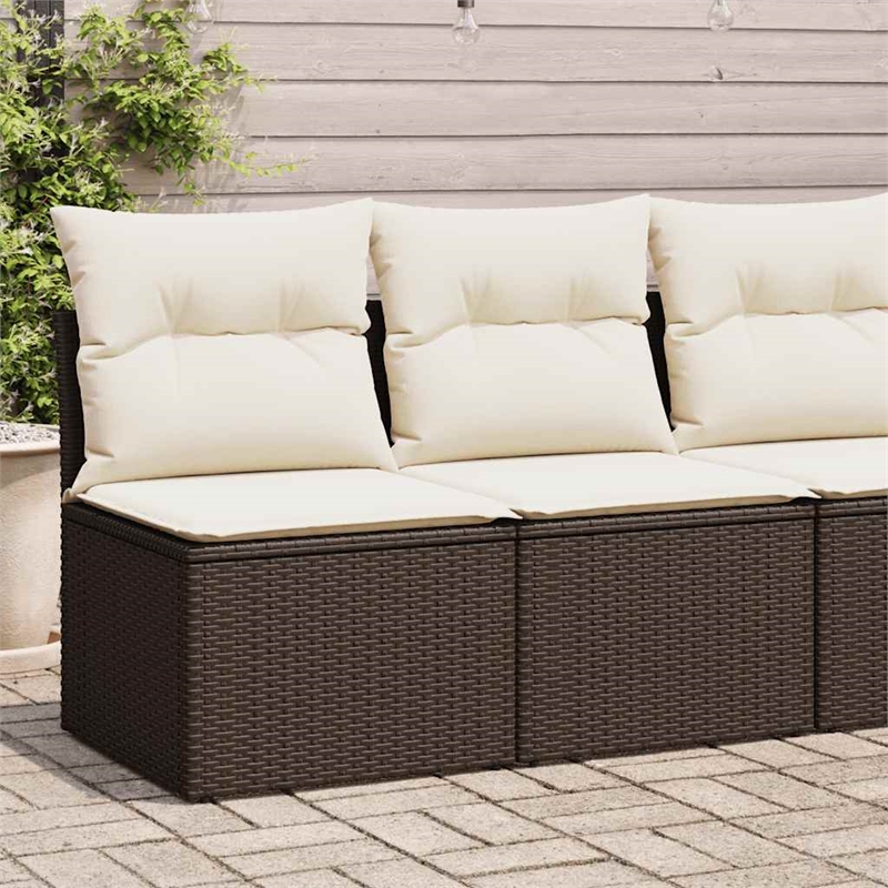 vidaXL 2 Piece Poly Rattan Sofa Set in White/Brown/Cream
