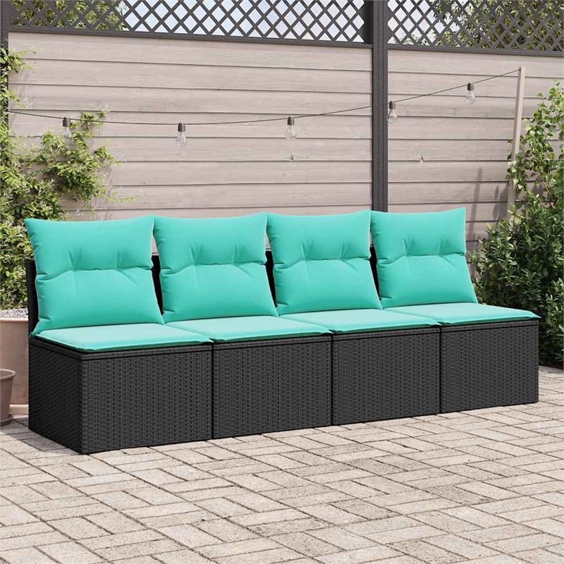 vidaXL Poly Rattan Small Sofa Set in Black