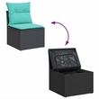 vidaXL Poly Rattan Small Sofa Set in Black