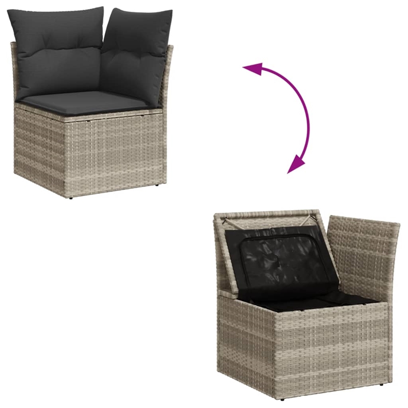 vidaXL 4 Piece Poly Rattan Sofa Set in Gray