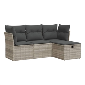 vidaXL 4 Piece Poly Rattan Sofa Set in Gray