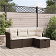 vidaXL 4 Piece Poly Rattan Sofa Set in Brown