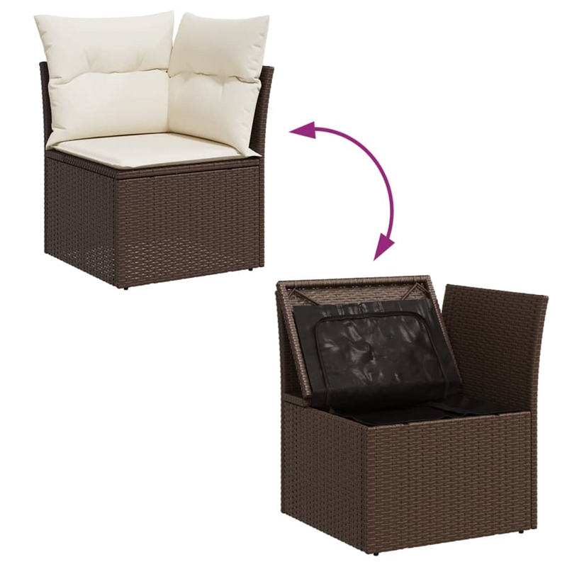 vidaXL 4 Piece Poly Rattan Sofa Set in Brown