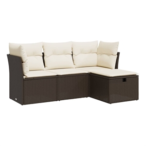 vidaXL 4 Piece Poly Rattan Sofa Set in Brown