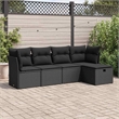 vidaXL 5 Piece Poly Rattan Sofa Set in Black