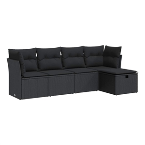 vidaXL 5 Piece Poly Rattan Sofa Set in Black