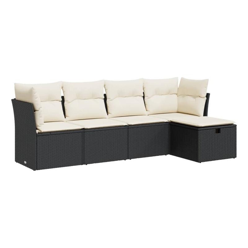 vidaXL 5 Piece Poly Rattan Sofa Set in Black/White/Cream