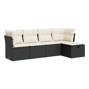 vidaXL 5 Piece Poly Rattan Sofa Set in Black/White/Cream