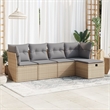 vidaXL 5 Piece Poly Rattan Sofa Set in Gray/Beige