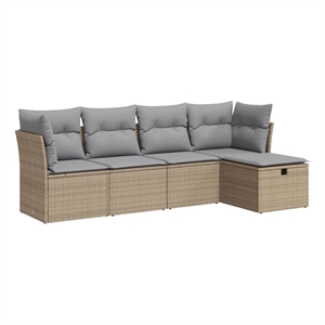 vidaXL 5 Piece Poly Rattan Sofa Set in Gray/Beige