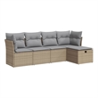 vidaXL 5 Piece Poly Rattan Sofa Set in Gray/Beige