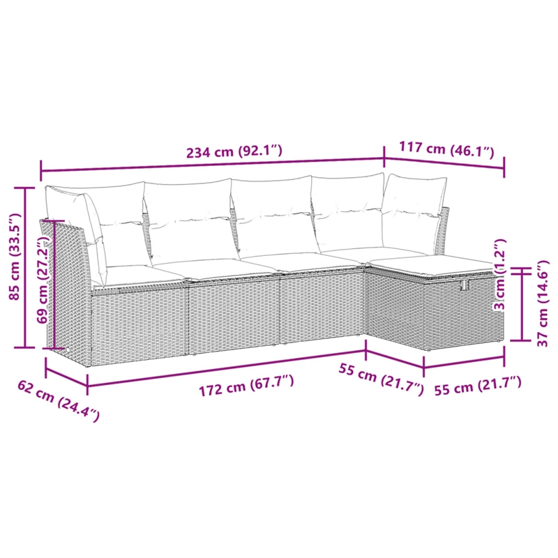 vidaXL 5 Piece Sofa Set in White/Brown/Cream