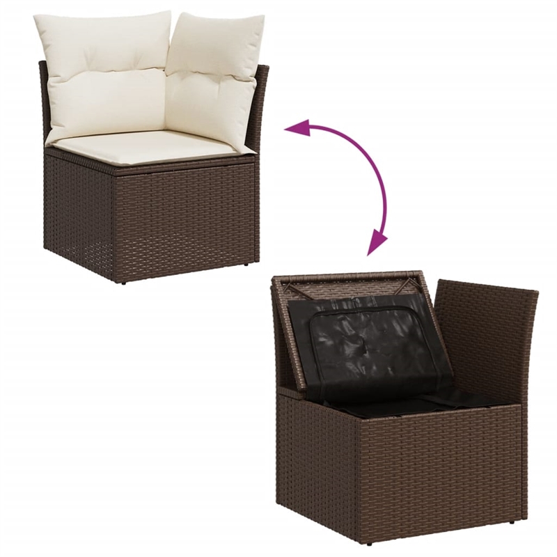 vidaXL 5 Piece Sofa Set in White/Brown/Cream
