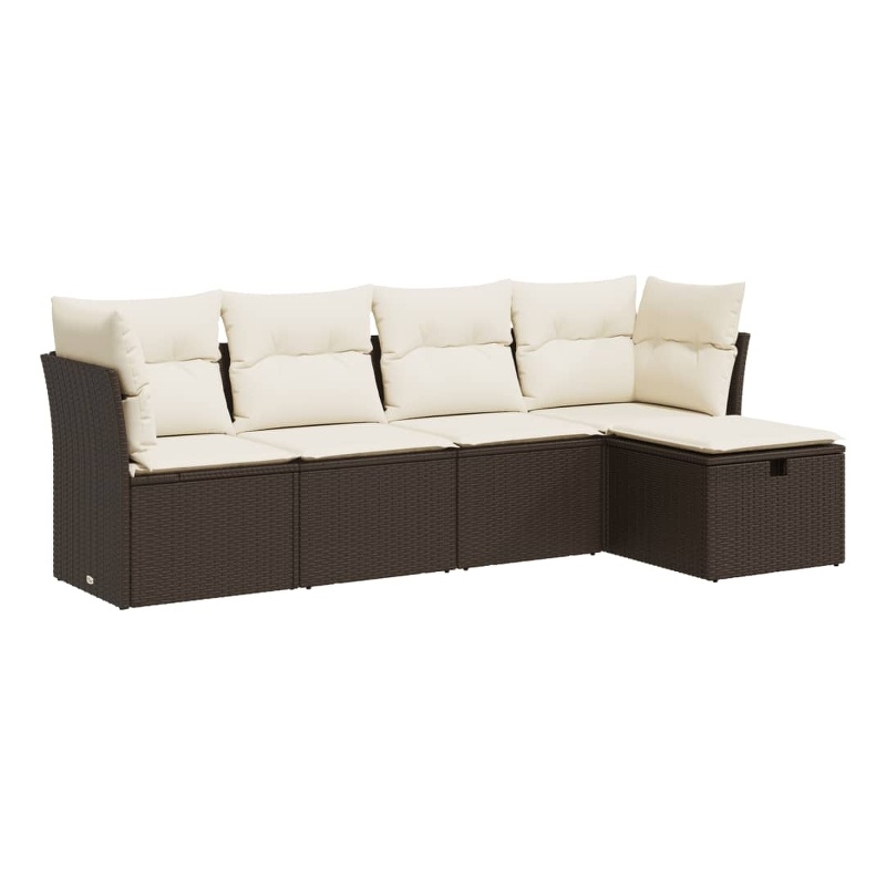 vidaXL 5 Piece Sofa Set in White/Brown/Cream