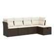vidaXL 5 Piece Sofa Set in White/Brown/Cream