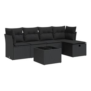 vidaXL 6 Piece Poly Rattan Sofa Set in Black