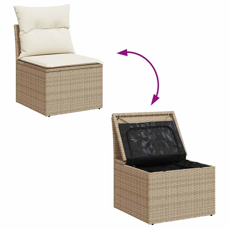 vidaXL 6 Piece Poly Rattan Sofa Set in Beige