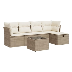 vidaXL 6 Piece Poly Rattan Sofa Set in Beige