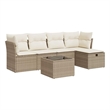 vidaXL 6 Piece Poly Rattan Sofa Set in Beige