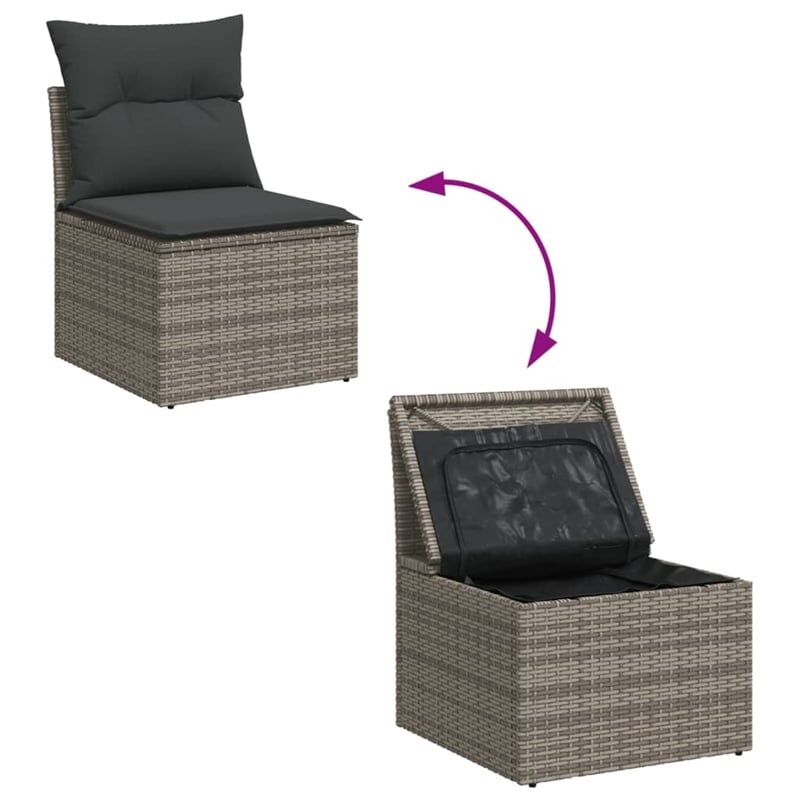 vidaXL 6 Piece Poly Rattan Sofa Set in Gray