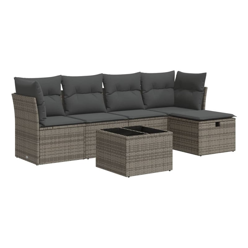 vidaXL 6 Piece Poly Rattan Sofa Set in Gray