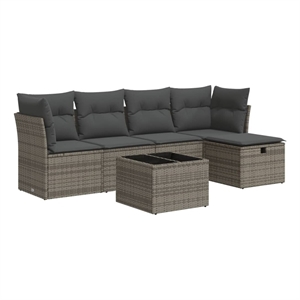 vidaXL 6 Piece Poly Rattan Sofa Set in Gray