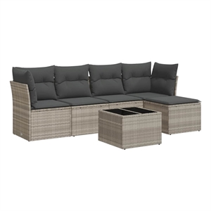 vidaXL 6 Piece Poly Rattan Sofa Set in Gray