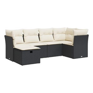 vidaXL 6 Piece Steel Sofa Set in Black/White/Cream