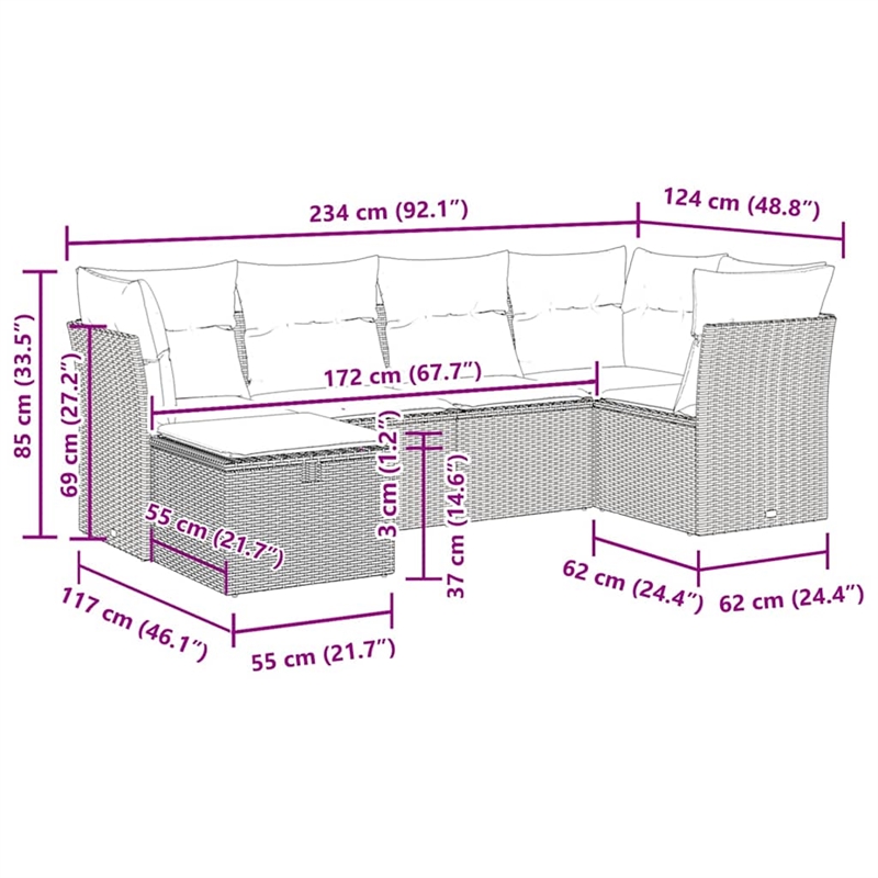 vidaXL 6 Piece Sofa Set in Beige