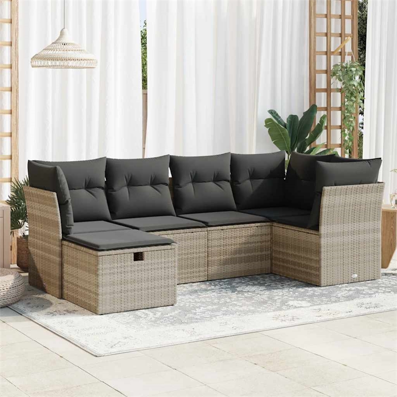 vidaXL Poly Rattan Sofa Set in Gray
