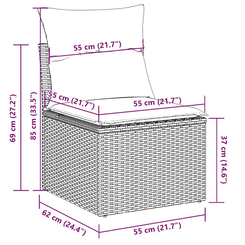 vidaXL Poly Rattan Sofa Set in Gray