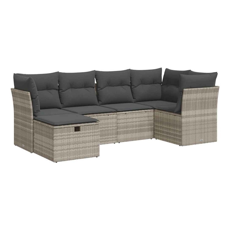 vidaXL Poly Rattan Sofa Set in Gray