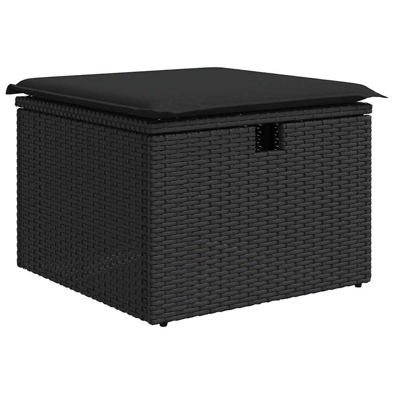 vidaXL 7 Piece Poly Rattan Large Sofa Set in Black