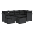vidaXL 7 Piece Poly Rattan Large Sofa Set in Black