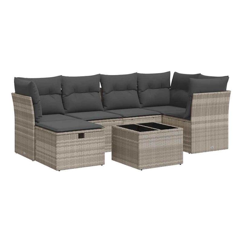 vidaXL 7 Piece Poly Rattan Sofa Set in Gray