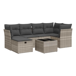 vidaXL 7 Piece Poly Rattan Sofa Set in Gray
