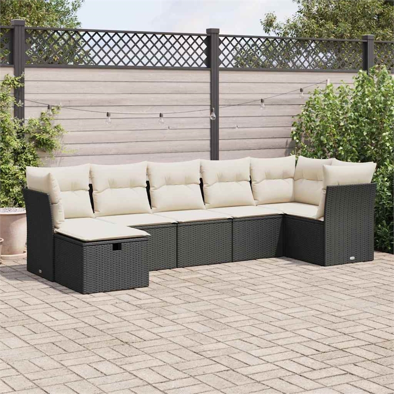 vidaXL 7 Piece Steel Sofa Set in Black