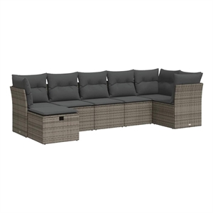 vidaXL 7 Piece Poly Rattan Sofa Set in Gray