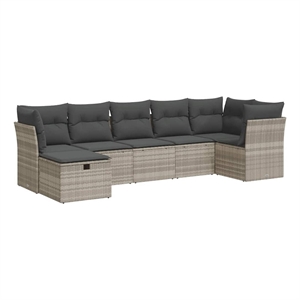 vidaXL 7 Piece Poly Rattan Sofa Set in Gray