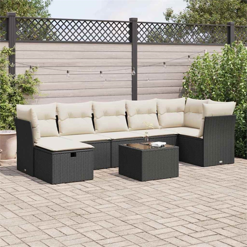vidaXL 8 Piece Poly Rattan Patio Sofa Set