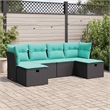 vidaXL 6 Piece Steel Small Sofa Set in Black/Blue