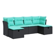vidaXL 6 Piece Steel Small Sofa Set in Black/Blue