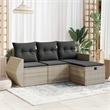 vidaXL 4 Piece Poly Rattan Sofa Set in Gray