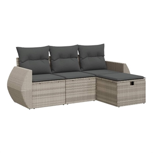 vidaXL 4 Piece Poly Rattan Sofa Set in Gray