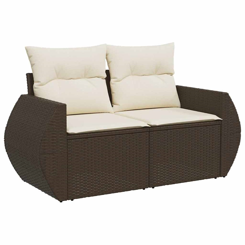 vidaXL 4 Piece Sofa Set in White/Brown/Cream