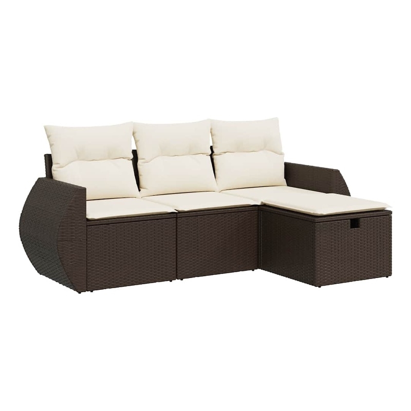 vidaXL 4 Piece Sofa Set in White/Brown/Cream