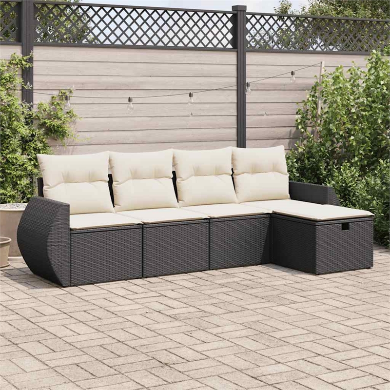 vidaXL 5 Piece Poly Rattan Sofa Set in Black