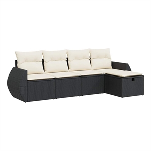 vidaXL 5 Piece Poly Rattan Sofa Set in Black