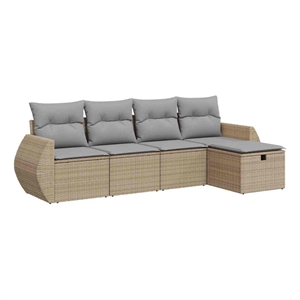 vidaXL 5 Piece Poly Rattan Sofa Set in Beige