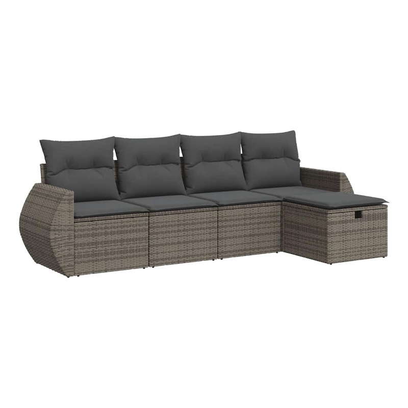 vidaXL 5 Piece Steel Large Patio Sofa Set in Gray